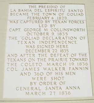 Goliad Tx Centennial Community Center Memorial Auditorium Plaque