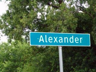 Alexander, Texas sign
