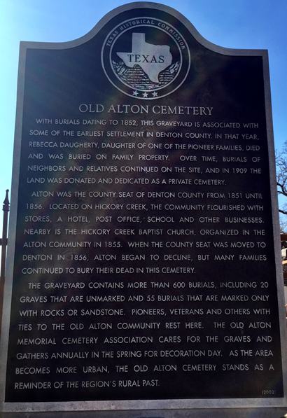 TX - Old Alton Cemetery historical marker