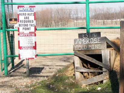 Ambrose Texas gold mine sign