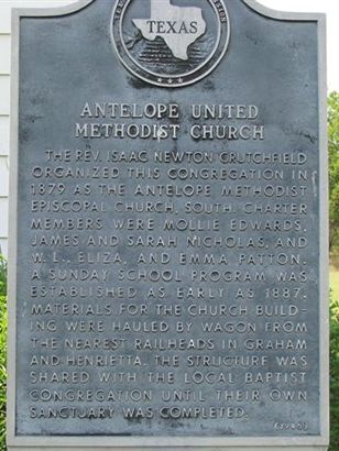 Antelope TX - United Methodist Church historical marker