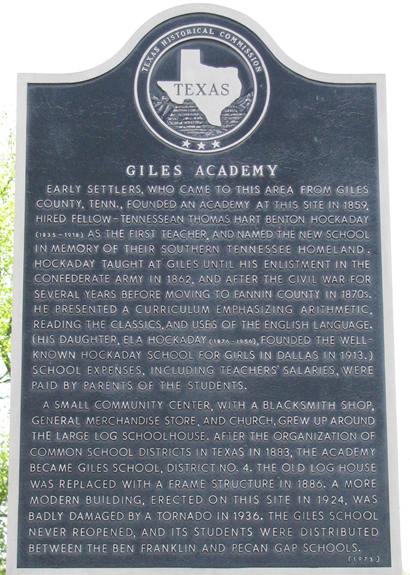 Ben Franklin Texas Giles Academy Marker