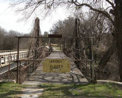 Texas Erath County  Bluff Dale  Suspension Bridge - "Bridge Closed"