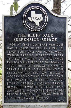 Erath County Tx - Bluff Dale  Suspension Bridge Historical Marker