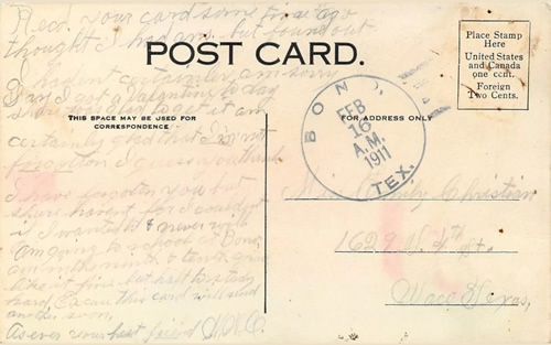 Bono, Texas 1911 postmark
