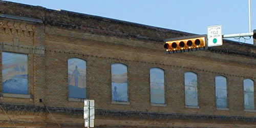 Bowie Texas - Downtown building painted windows