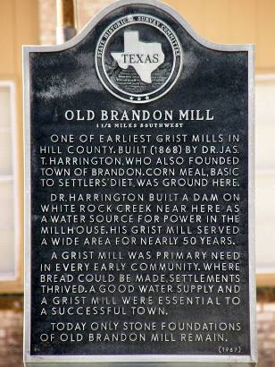 TX - Old Brandon Mill historical marker
