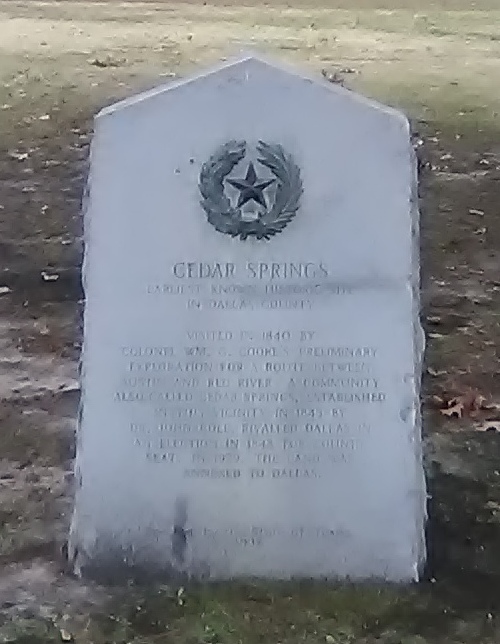 Dallas County TX - Cedar Springs Centennial Marker