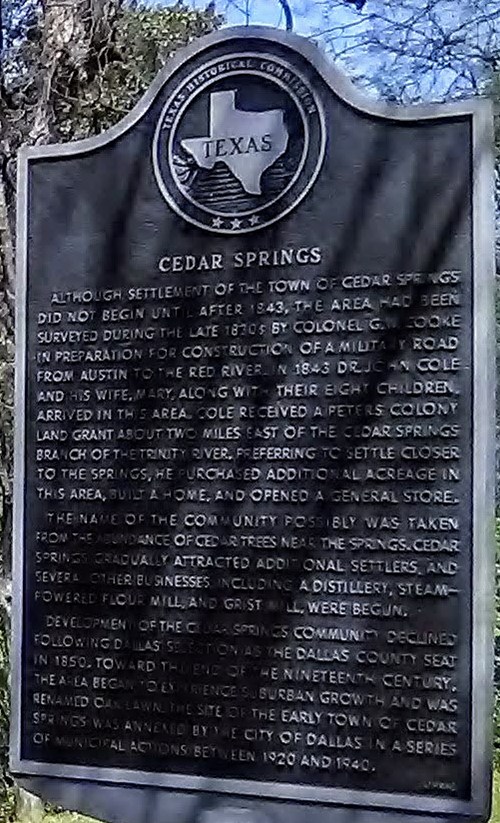 Dallas County TX - Cedar Springs Historical  marker