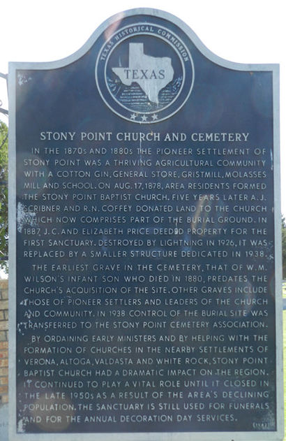 Chambliss Tx - Stoney Point Church & Cemetery Historical Marker