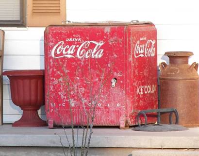 Old Coca-Cola box on porch, Charlie Texas