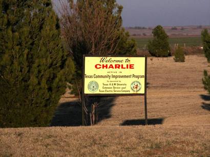 Charlie Texas welcome sign