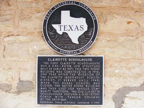 Clairette Schoolhouse historical marker, Texas