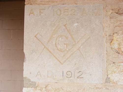 Clairette Schoolhouse cornerstone, Texas