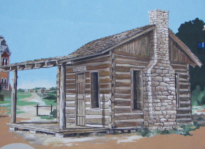 Cleburne TX - 1869 Johnson County log cabin courthouse  