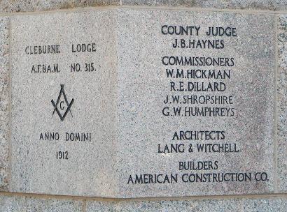 Cleburne TX - Johnson County Courthouse cornerstone