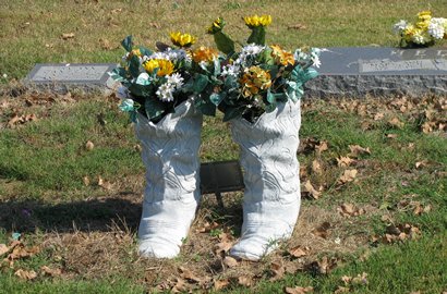 Collinsville Texas Cemetery cowboy boots