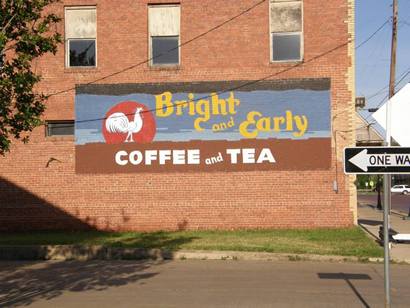 Cooper, Tx -  Bright And Early Coffee and  tea, painted  wall mural