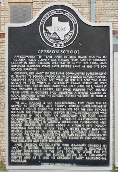 TX - Cresson School Historical Marker