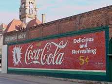 Courthouse tower and Coca Cola sign