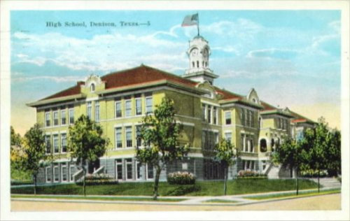 Denison, Texas - Denison High School 1920s postcard 