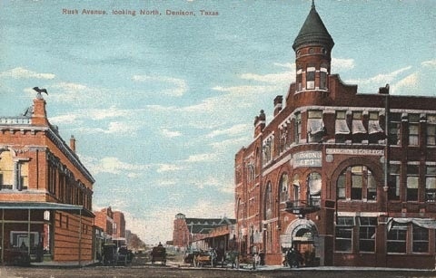 Denison TX Rusk Avenue 1910 postcard 