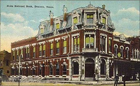 Denison TX - State National Bank 1919 postcard 