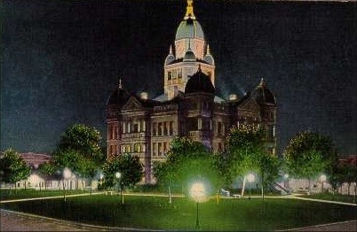 Dentom County Courthouse night view, Denton, Texas