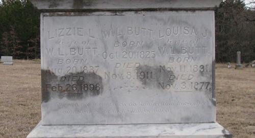 South Dexter Cemetery tombstone W.L. Butt and wives 