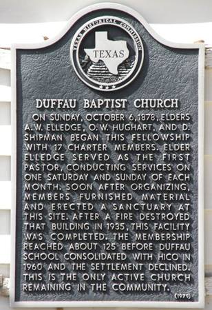 Duffau Baptist Church historical marker