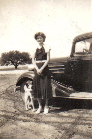 Oak Tree Trixie Mc Michael  and dog,  1930's Eulogy  Texas