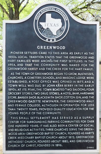 TX - Greenwood Historical Marker
