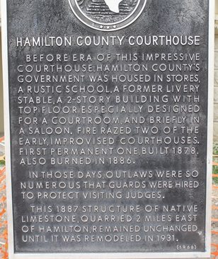 Hamilton County Courthouse Historical Marker