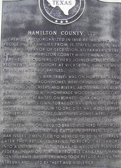 Hamilton TX - Hamilton County Marker