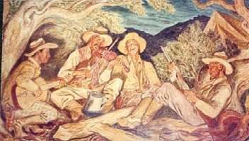 Hamilton Texas Post Office mural of Texas Rangers