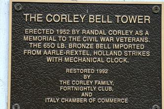 Corley Bell Tower plaque,  Italy Texas