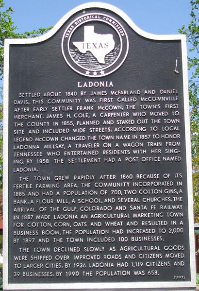 Ladonia TX Historical Marker