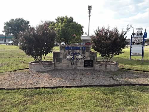 Lake Dallas TX Welcome Sign