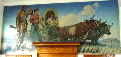 Mart, Texas Post Office Mural – McLennan Looking for a Home, 1939 by Jose Aceves