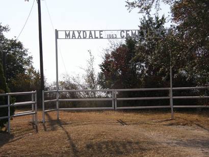 Maxdale Tx 1863 Cemetery Entry