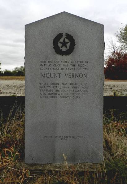 Mt Vernon Texas Centennial Marker