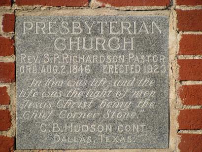 Parker Texas Presbyterian  Church corner stone,