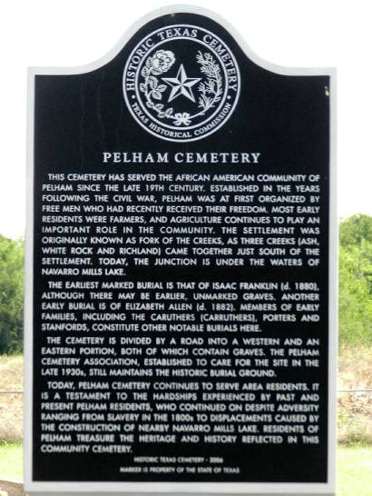 TX - Pelham  Cemetery Historical Marker