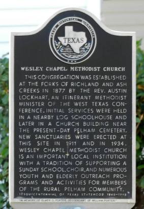 Pelham Tx - Wesley Chapel Methodist Church historical Marker