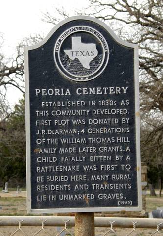 Peoria Cemetery marker, Texas