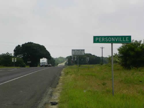 PersonvilleTX highway sign