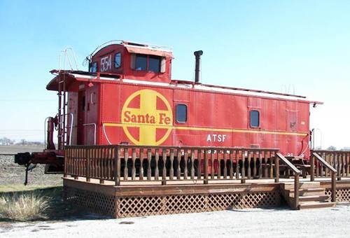 Sana Fe caboose in Ponder, Texas