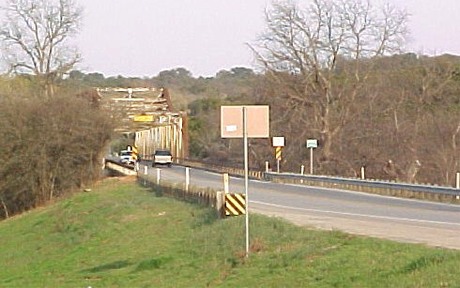 Brazos River bridge and Rainbow country scene