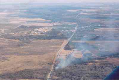 Ringgold, Texas January 2006 grass fire aerial view