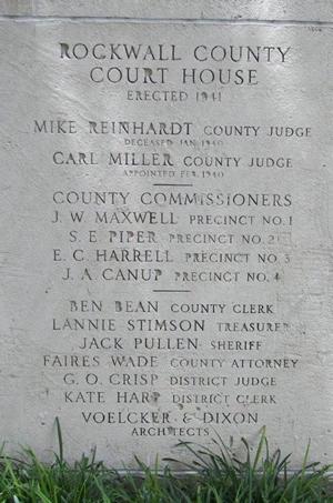 Rockwall County courthouse cornerstone, Rockwall Texas